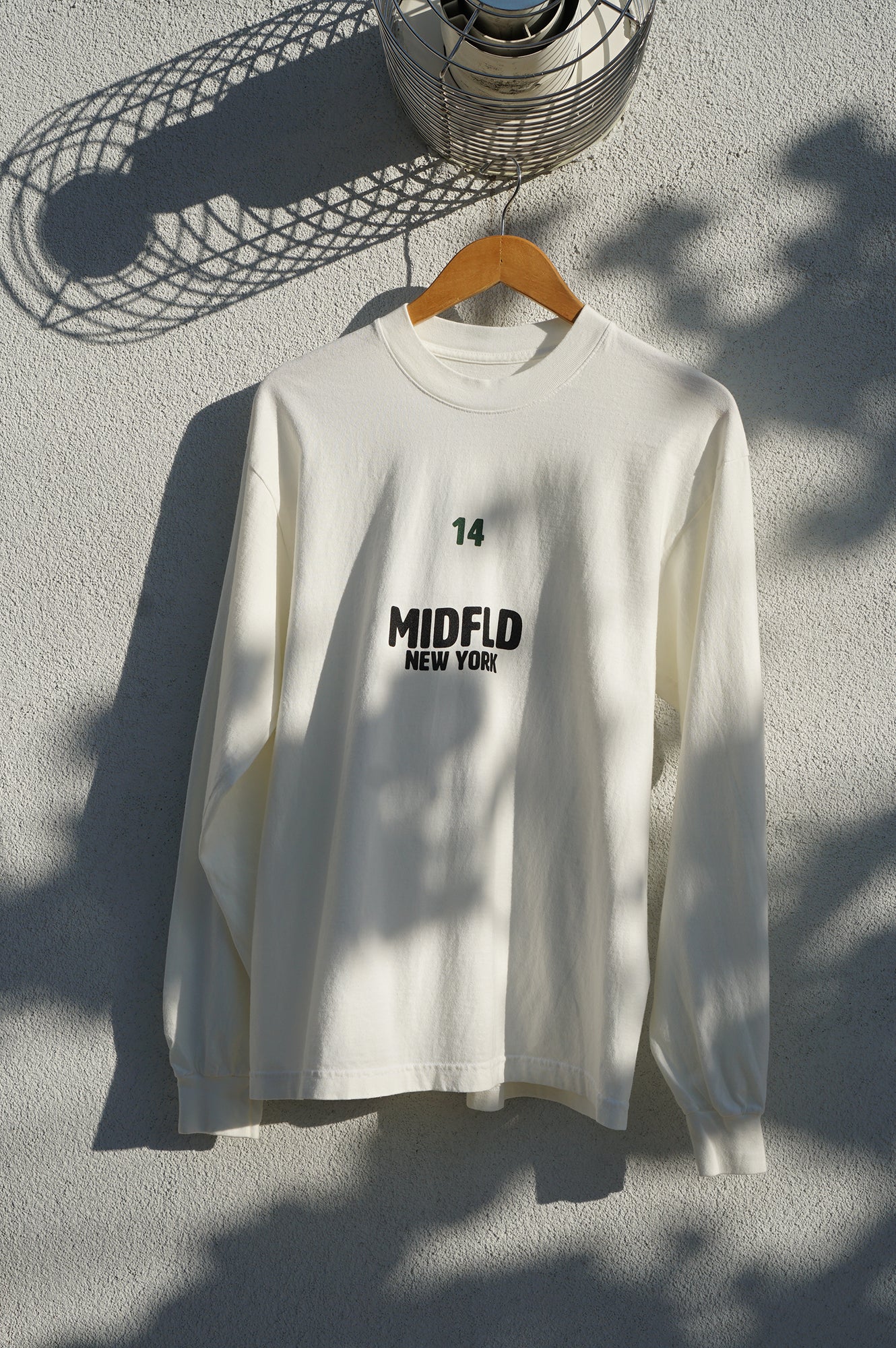 MIDFLD Right Here Long Sleeve Crewneck T-Shirt - Off White