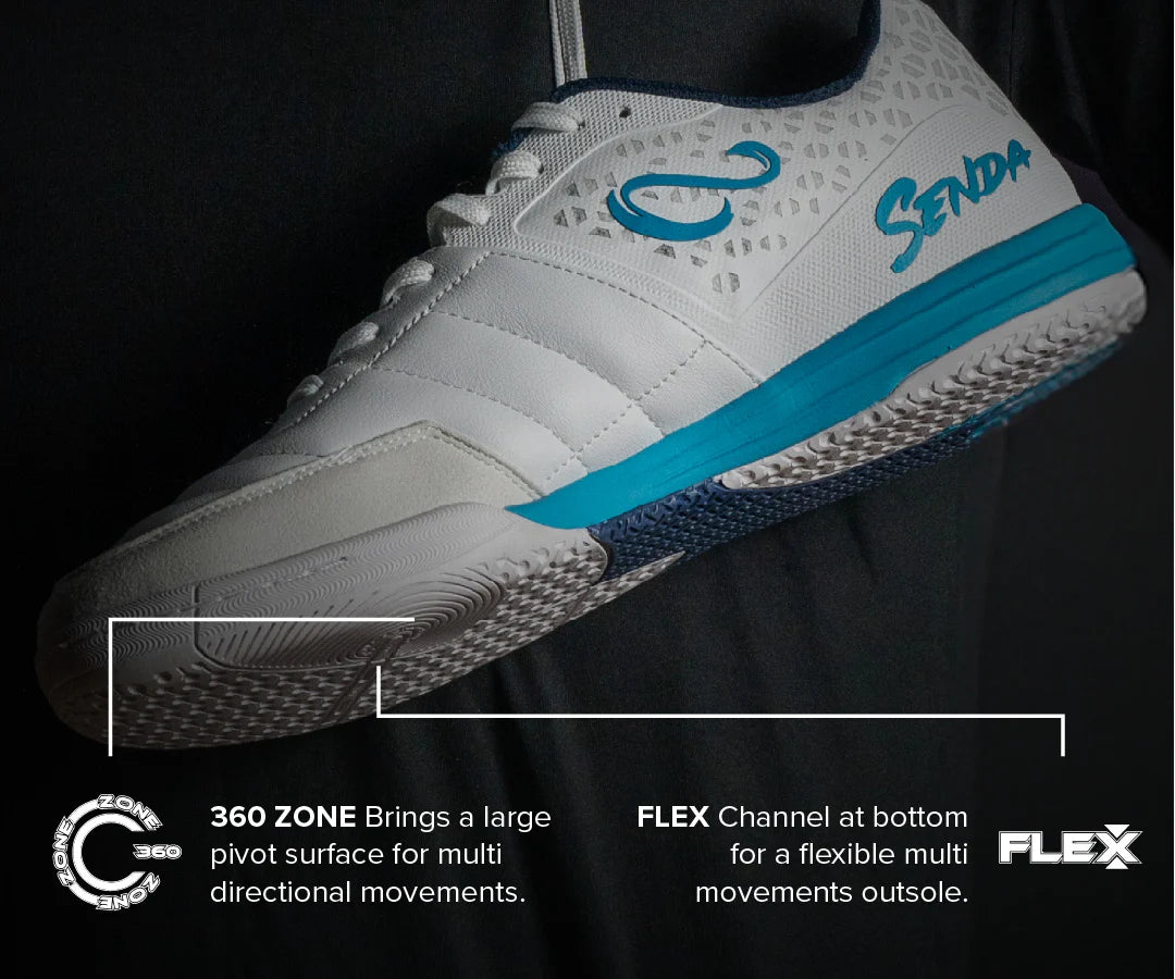 Senda Athletics USHUAIA Pro 2.0 Futsal Shoe - White/Blue