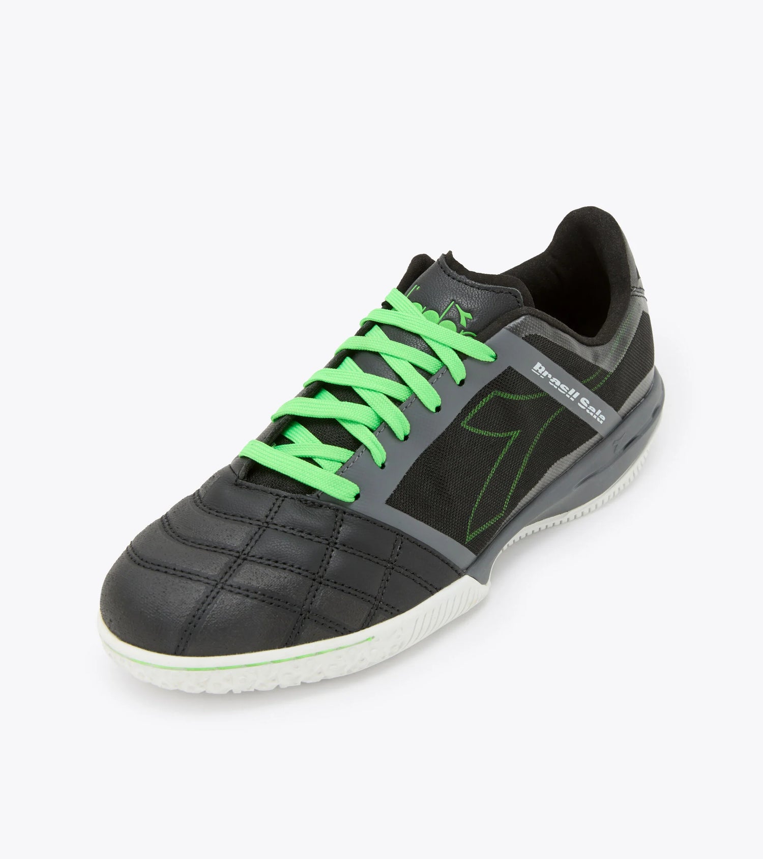 Diadora Brazil Sala ID Indoor Soccer Shoe - Black/Green Fluo