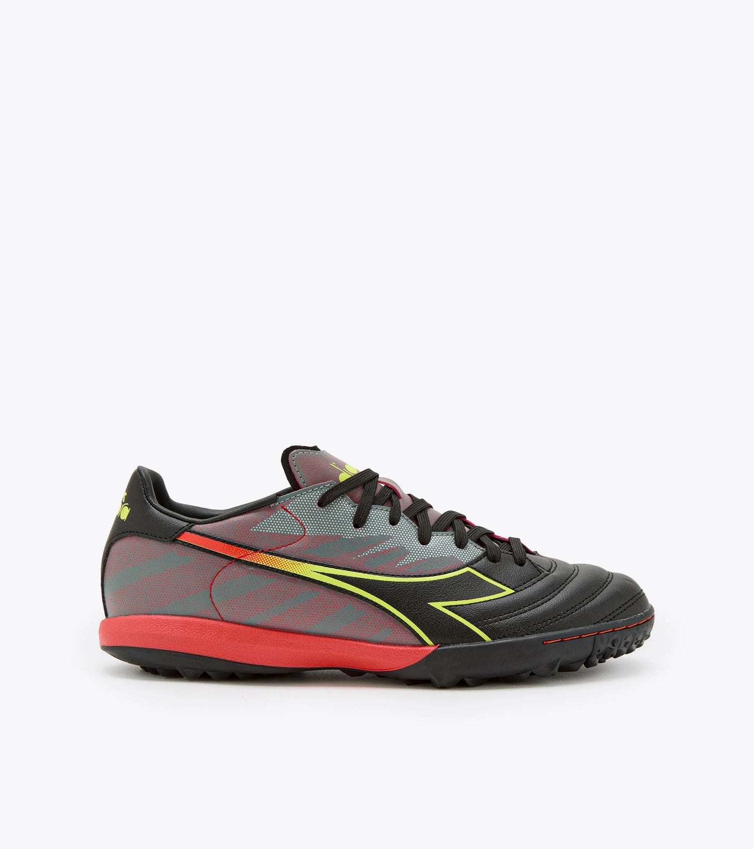 Diadora Brasil Elite Veloce R TFR Turf Soccer Shoe - Black/Fluo Yellow/Milano Red