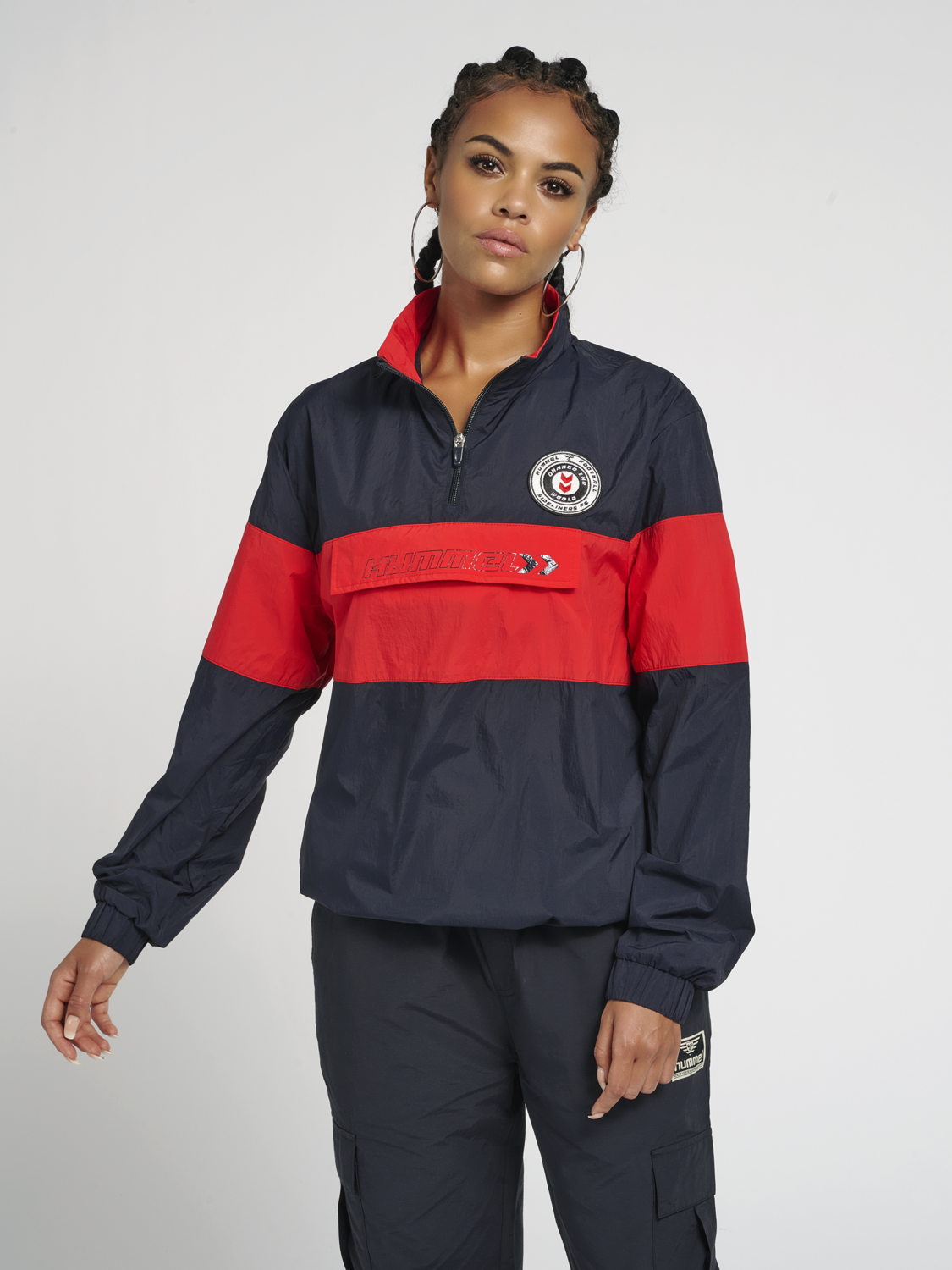 Hummel hmlJORES Half Zip Jacket - Dark Navy/Red