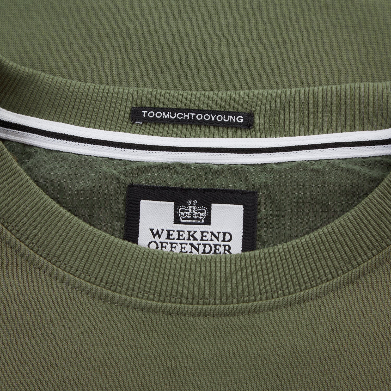 Weekend Offender F Bomb Badge Crewneck Sweatshirt - Green Clay