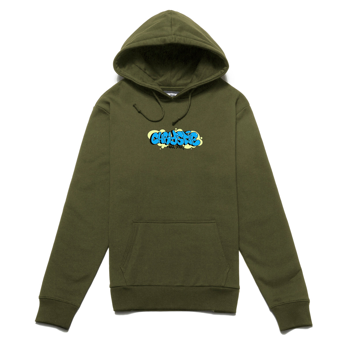 Chrystie NYC Bubble Graffiti Logo Hoodie - Army Green