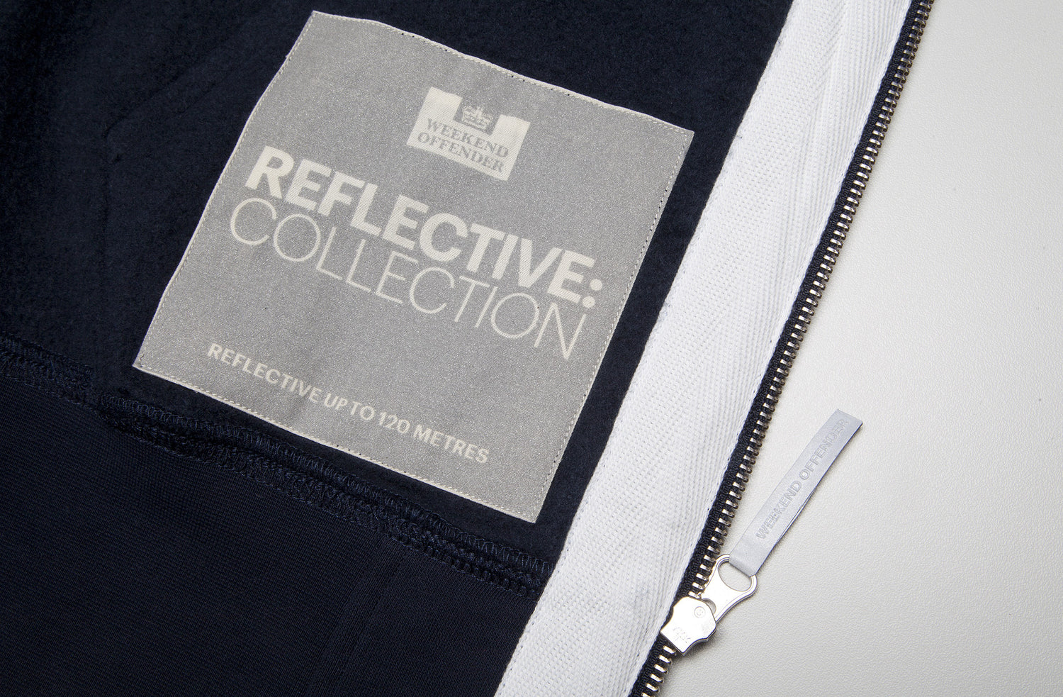 Weekend Offender Dufaux Reflective Zip Up - Navy