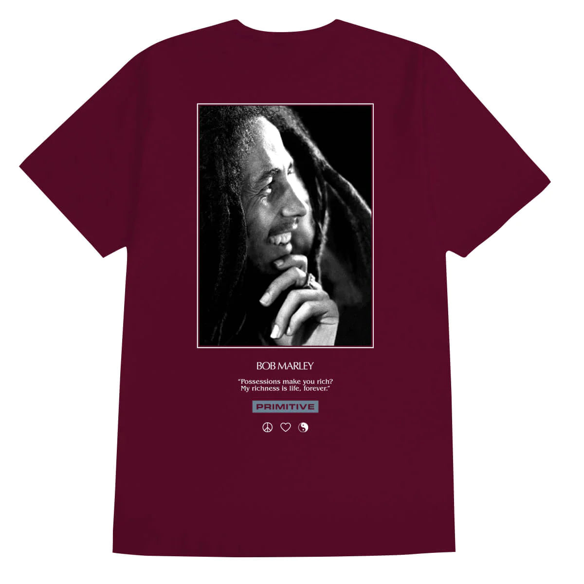 Primitive x Bob Marley Life Forever Tee - Burgundy