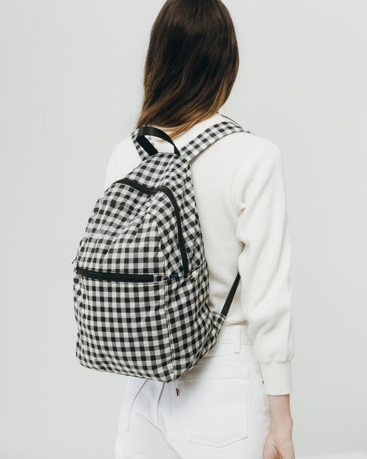 Baggu Ripstop Backpack - Black Gingham