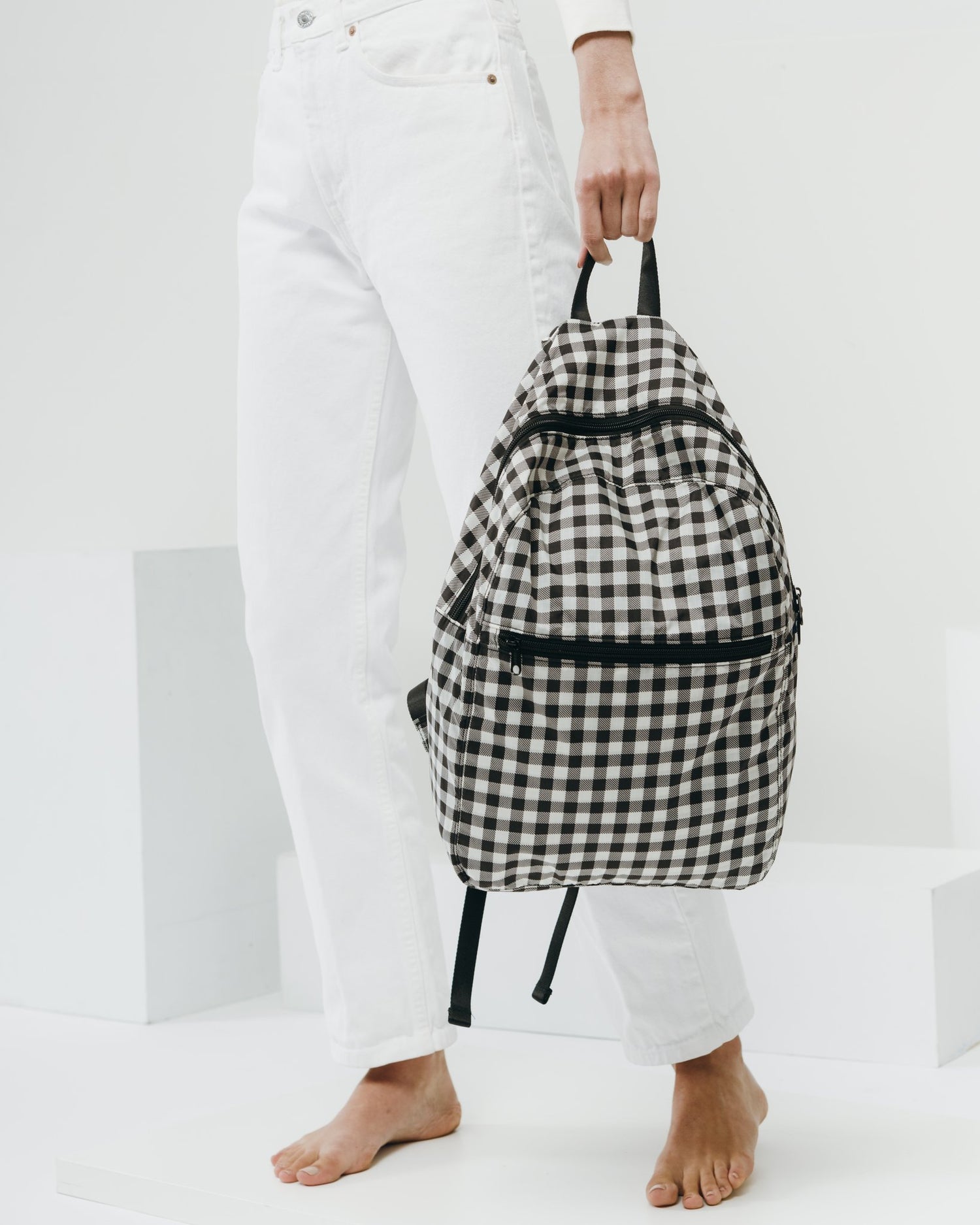 Baggu Ripstop Backpack - Black Gingham