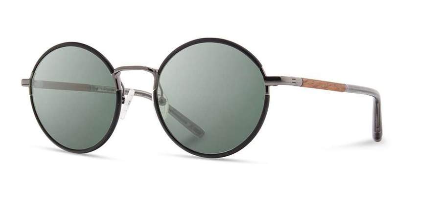 Shwood Hawthorne Acetate Sunglasses - Black Chrome/Mahogany - G15
