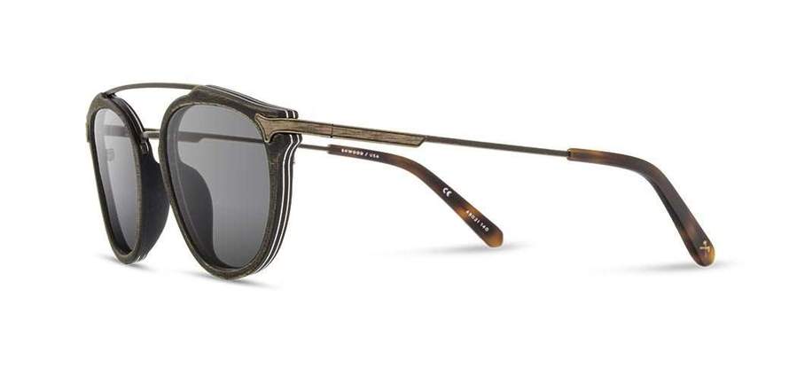 Shwood Kennedy Wood Sunglasses - Distressed Dark Walnut - Grey Polarized