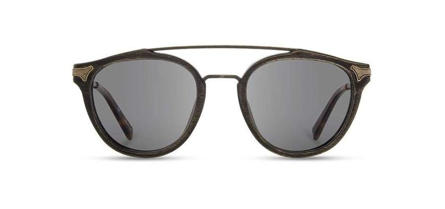 Shwood Kennedy Wood Sunglasses - Distressed Dark Walnut - Grey Polarized