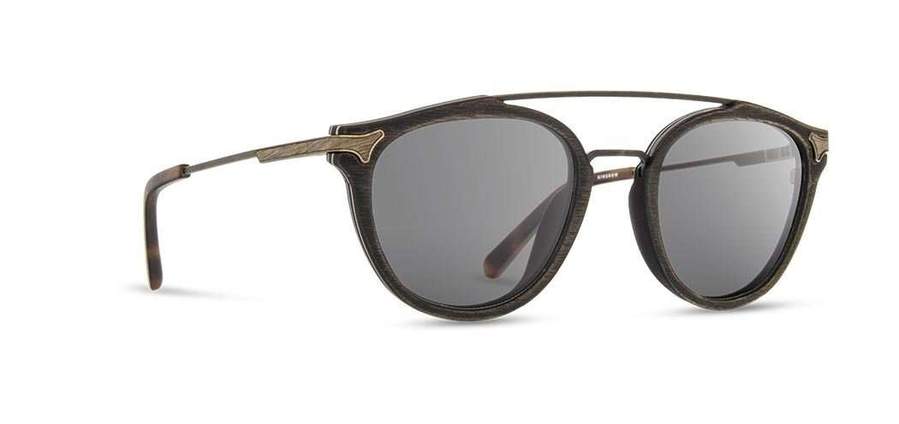 Shwood Kennedy Wood Sunglasses - Distressed Dark Walnut - Grey Polarized
