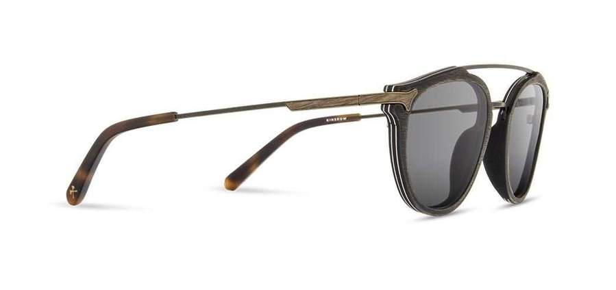 Shwood Kennedy Wood Sunglasses - Distressed Dark Walnut - Grey Polarized