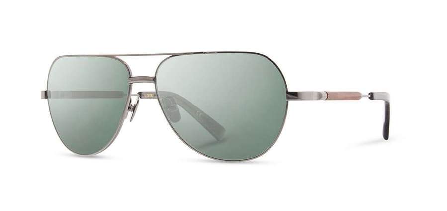 Shwood Redmond Metal Sunglasses - Black Chrome Titanium Mahogany - G15 Polarized
