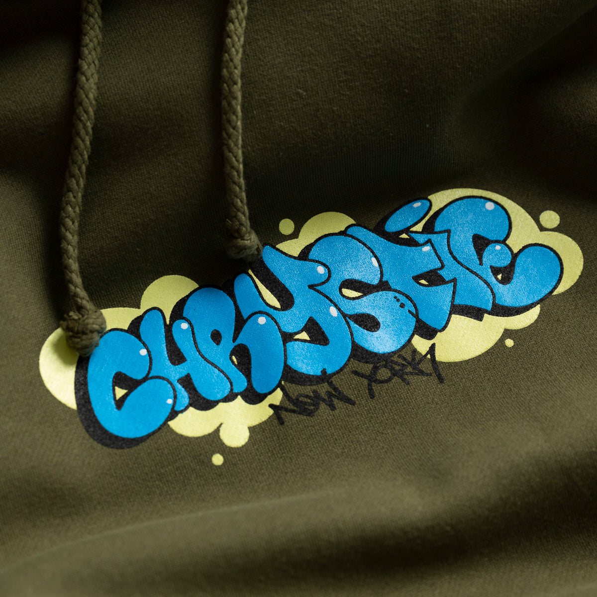 Chrystie NYC Bubble Graffiti Logo Hoodie - Army Green