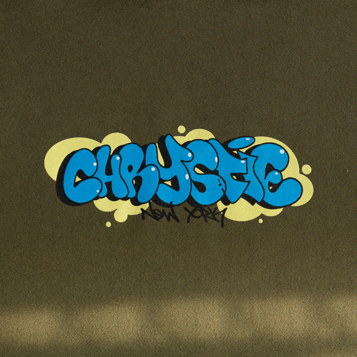 Chrystie NYC Bubble Graffiti Logo Hoodie - Army Green