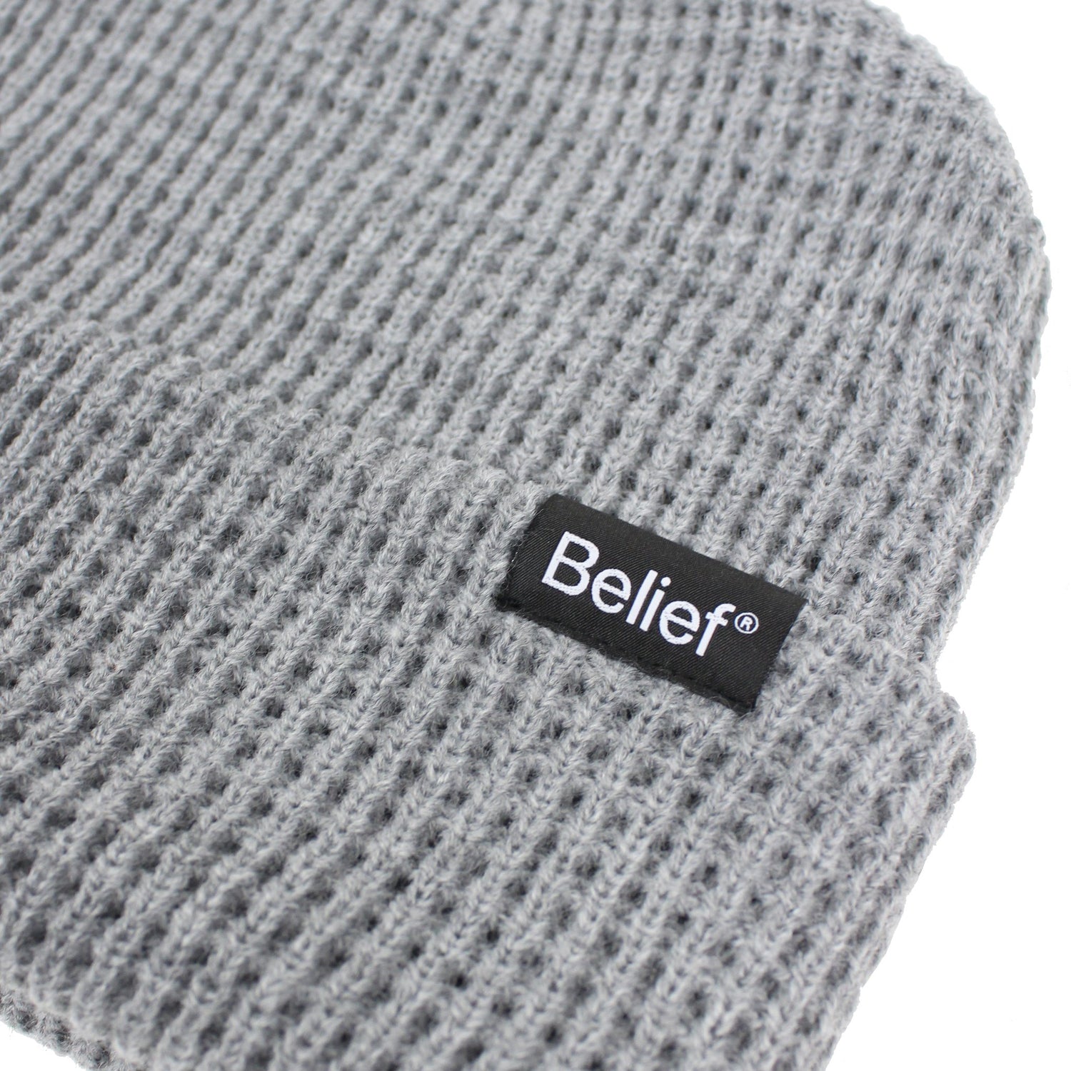 Belief NYC Waffle Beanie - Heather Grey