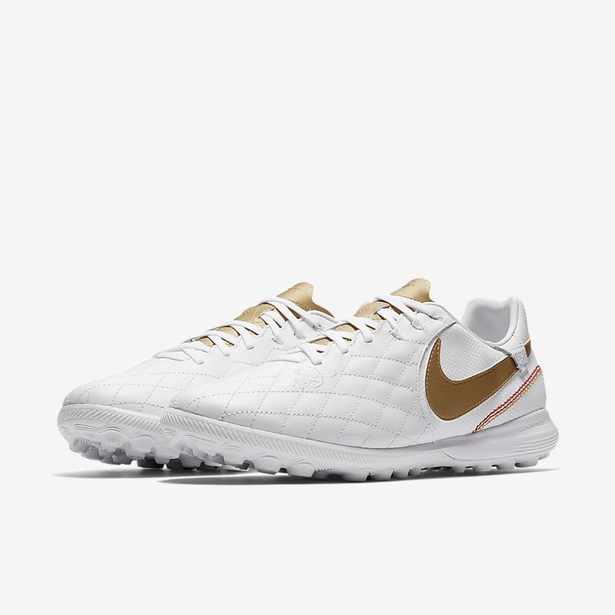 Nike Lunar LegendX Pro 10R TF Turf Soccer Shoes White/Metallic Gold