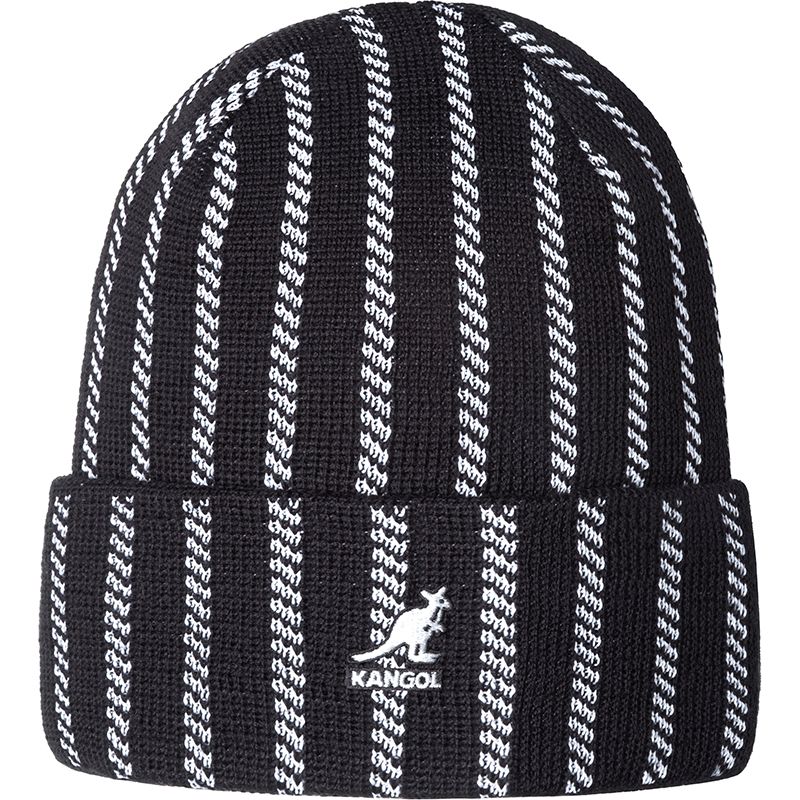 Kangol Twist Stripe Beanie Hat - Black/White
