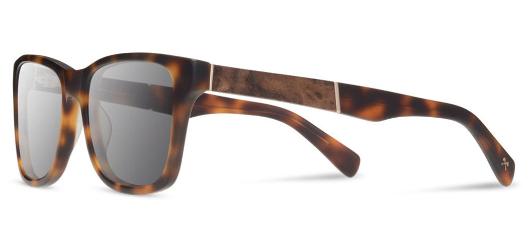 Shwood Canby XL Acetate Sunglasses - Matte Brindle/Elm Burl - Grey Polarized