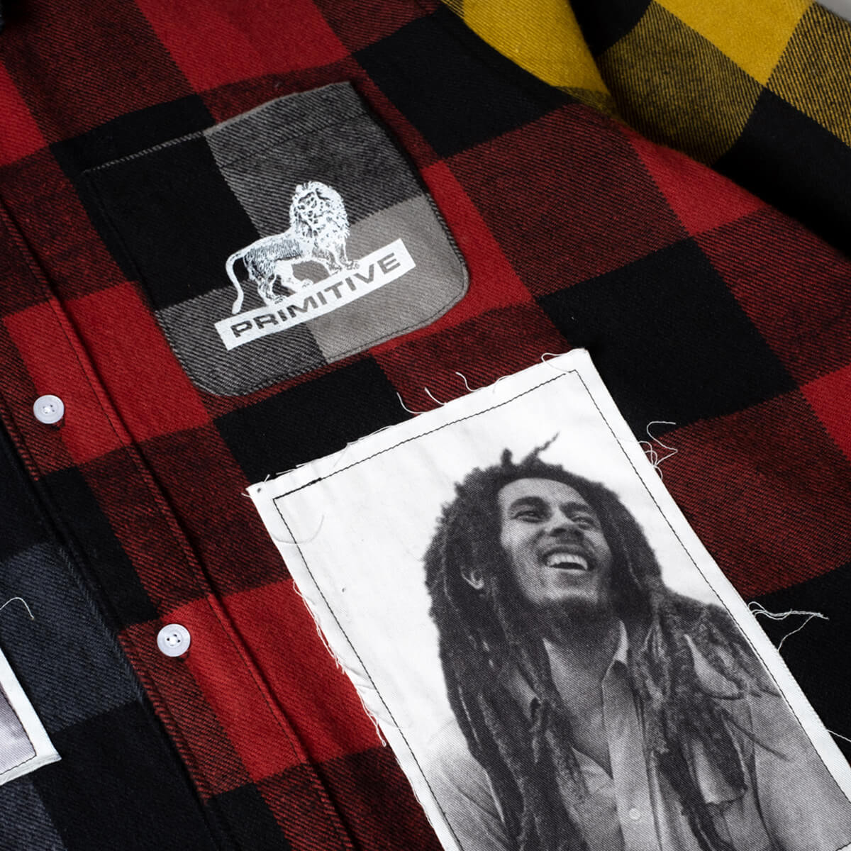 Primitive x Bob Marley Patchwork Flannel