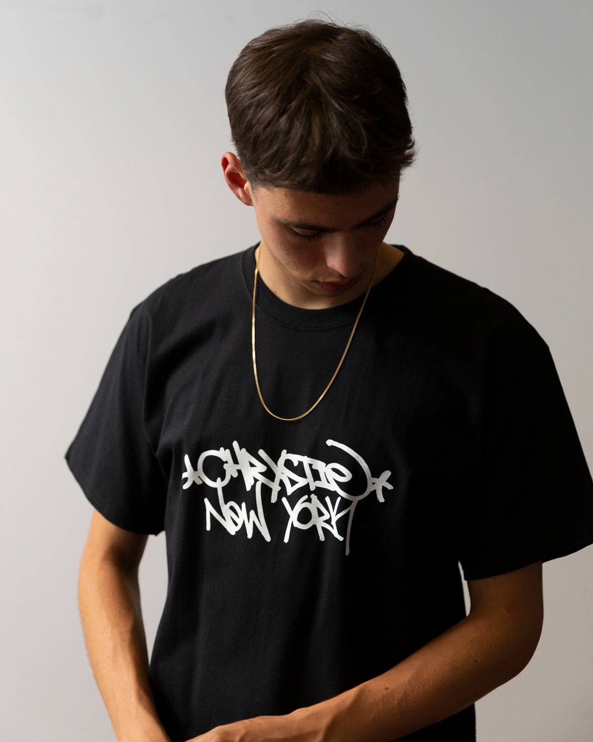 Chrystie NYC Tag logo T-shirt - Black