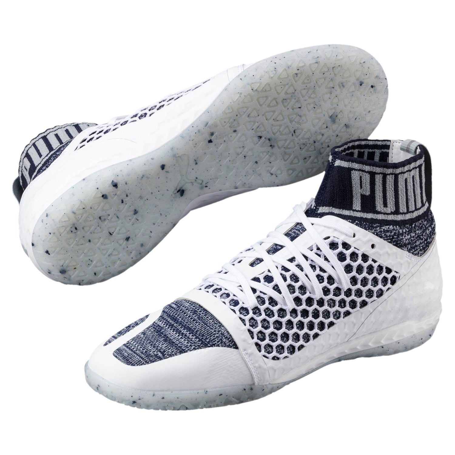 PUMA 365 evoKNIT NETFIT CT Indoor Soccer Shoes - White-Peacoat-Quarry - The Village Soccer Shop